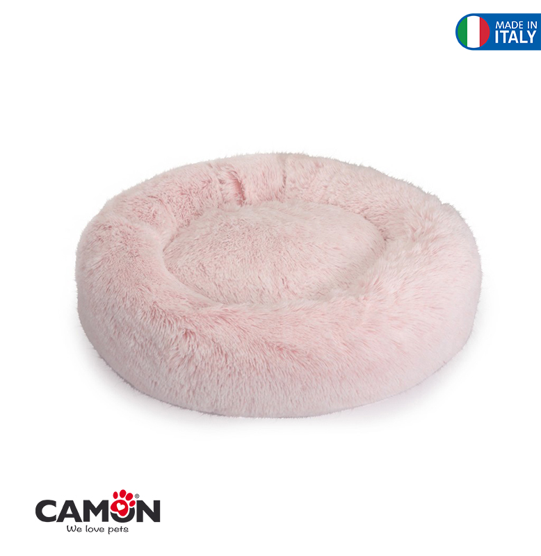 Round Furry Bed | Pink